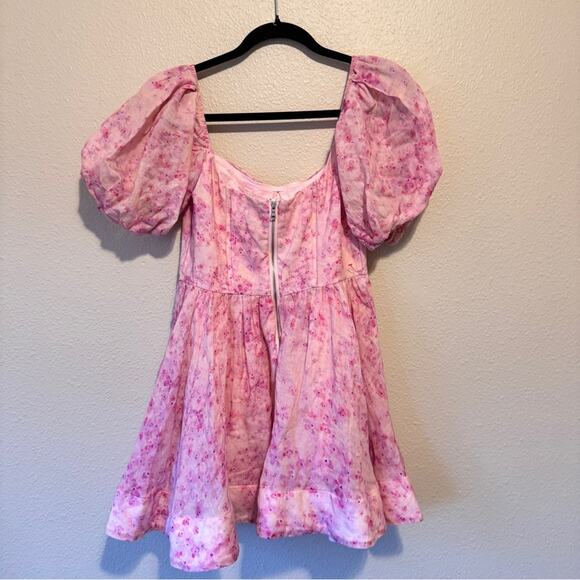 Bardot Revolve Pink Floral Kiah Corset Mini Dress Womens M Coquette Romantic - Picture 9 of 16